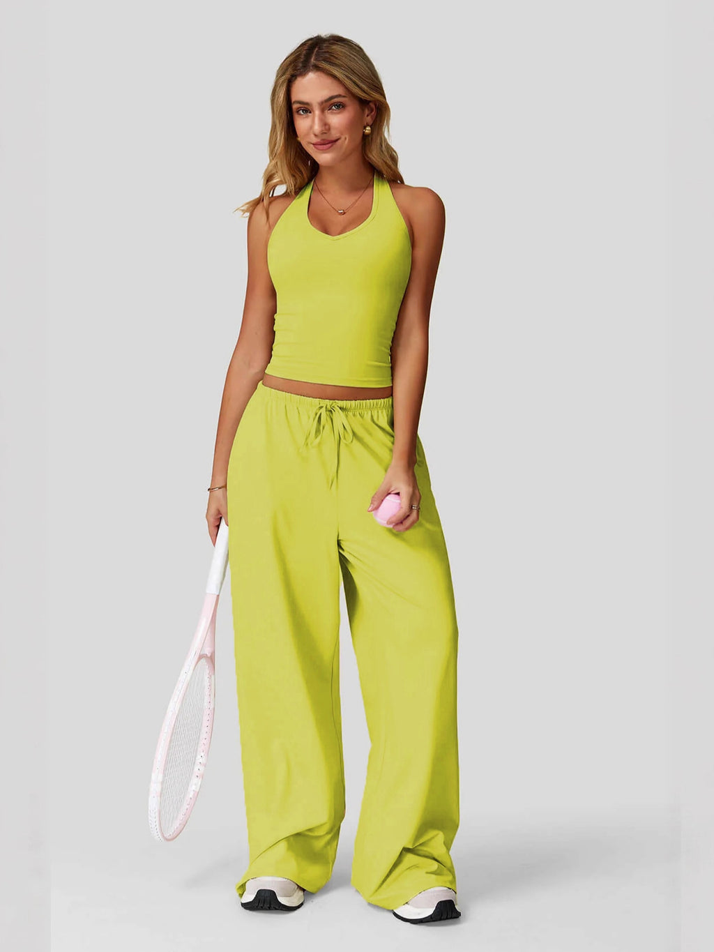 Sleeveless Vest and Wide-Leg Pants Set