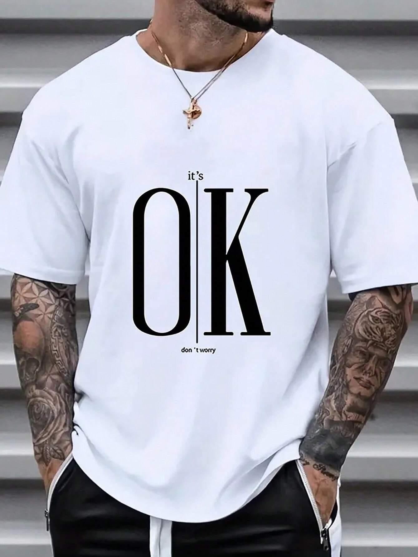 Ok Graphic Round Neck Short Sleeve T-shirt