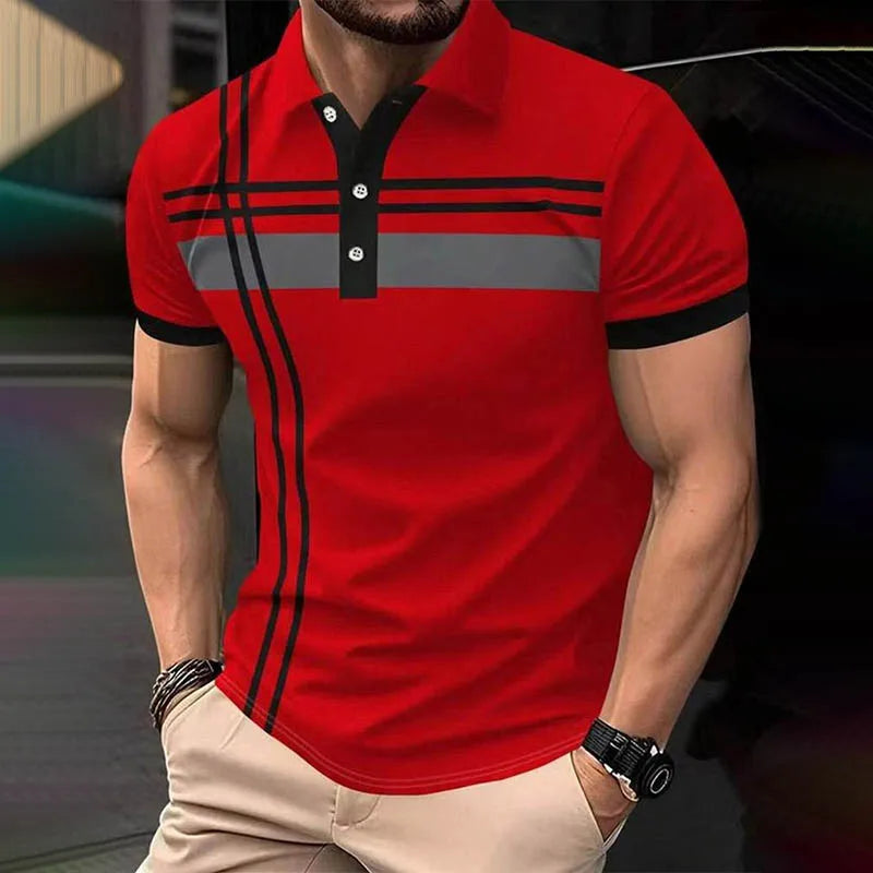 Spell Color Lapel Polo Shirt