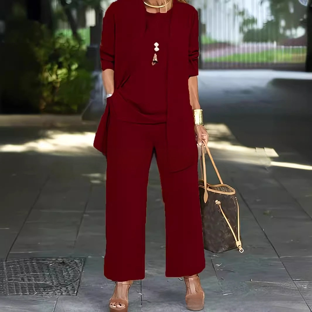 The Solid Color Split Womens Pants Suit