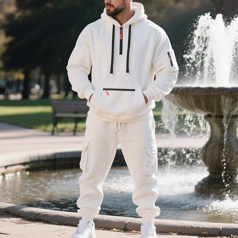 Plus-size fleece-lined loose-fitting casual sportswear set