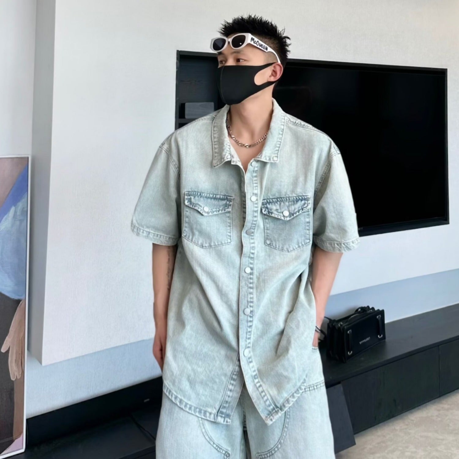 men denim suit