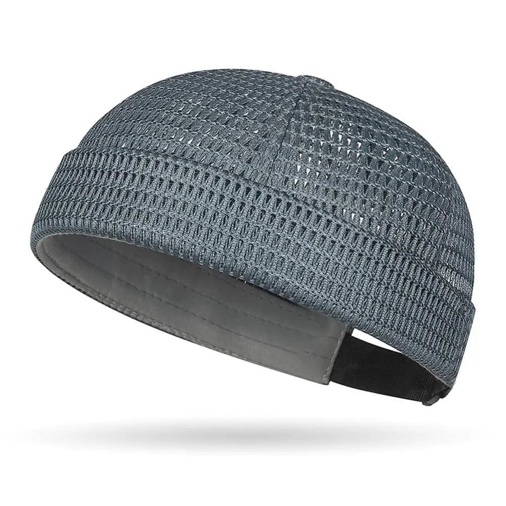 New Mesh Breathable Brimless Melon Skin Hat Summer Ultra-Light Adjustable Docker Beanies Hat Outdoor Hip Hop Sailor Landlord Cap