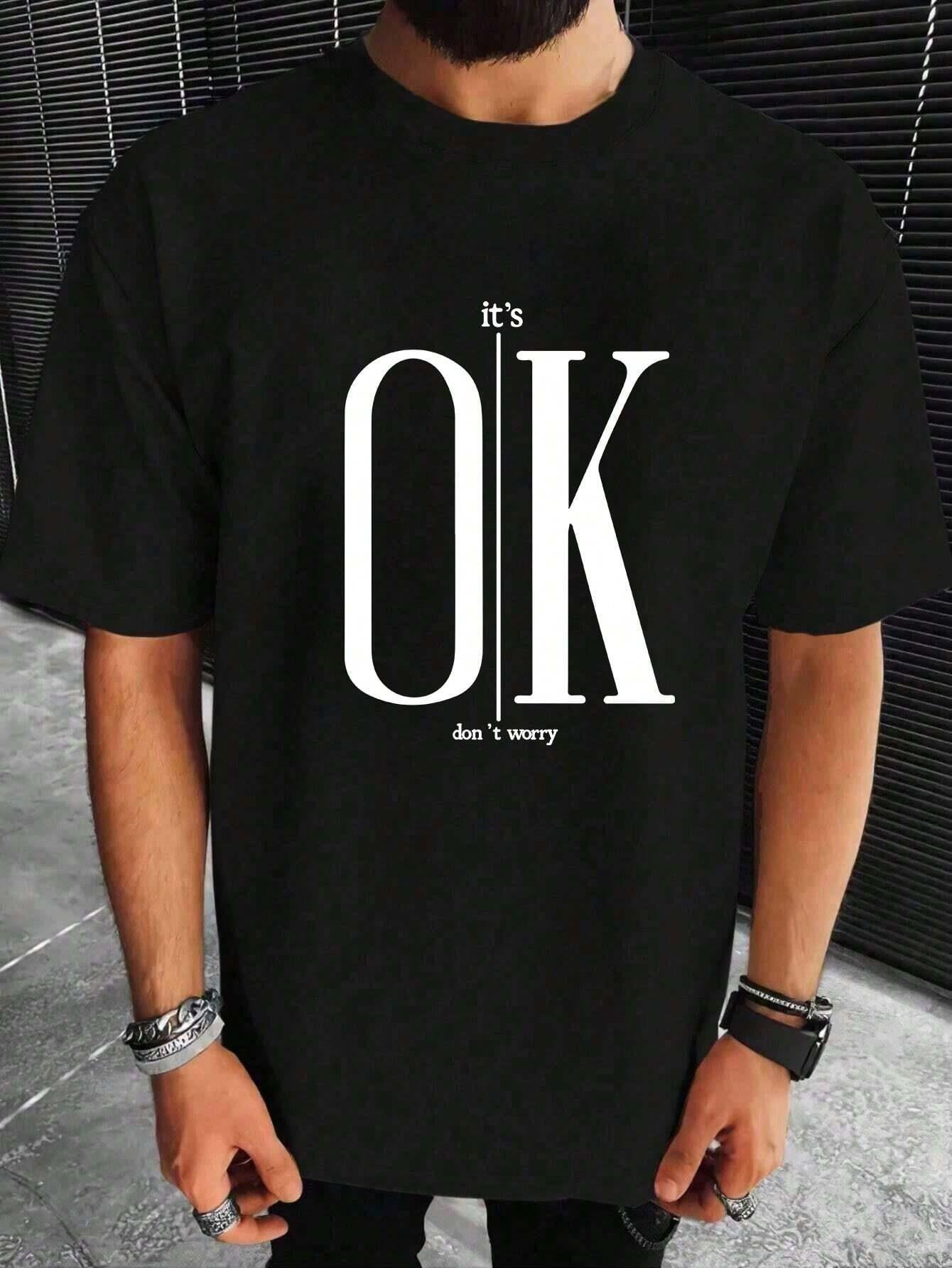 Ok Graphic Round Neck Short Sleeve T-shirt