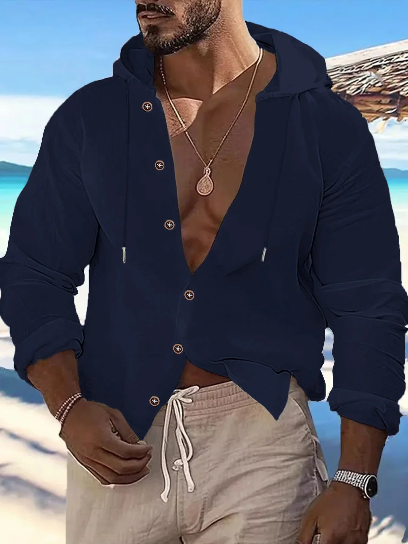 Men's Casual Hooded Linen Streetwear