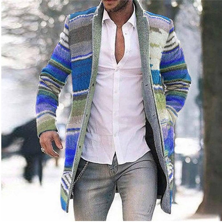 2023 Men's Fashion Long Printed Trench Coat
