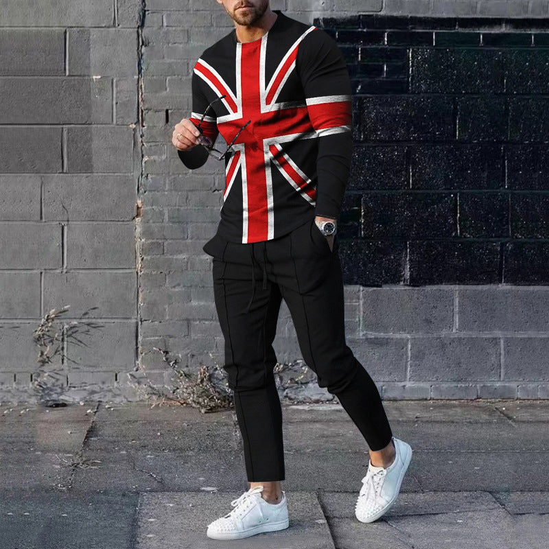 Men's Casual 3D Printed Sweater and Sweatpants Set