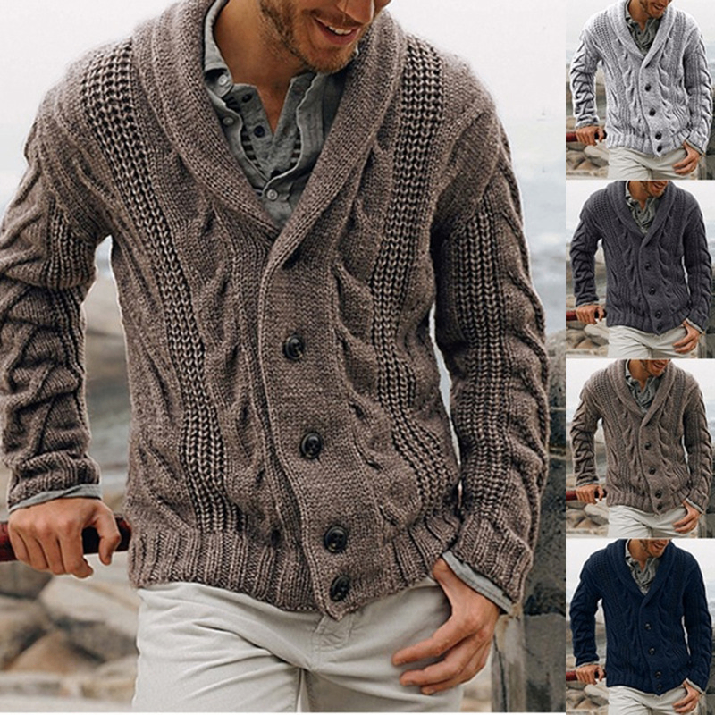 Men's Lapel Knit Sweater - European & American Style