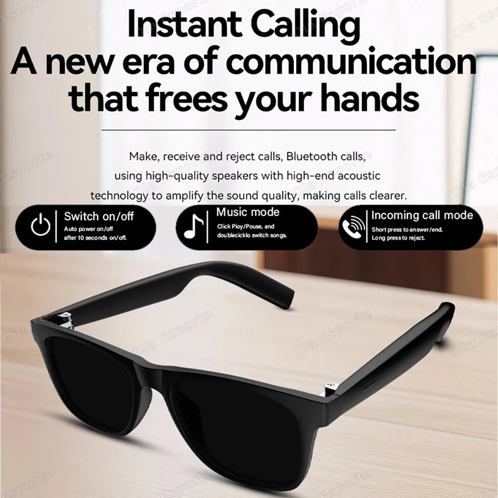 2025 AI Voice Video Call Real-time Translation Intelligent Question Answering Smart Glasses UV400 Protection Sport BT Sunglasses