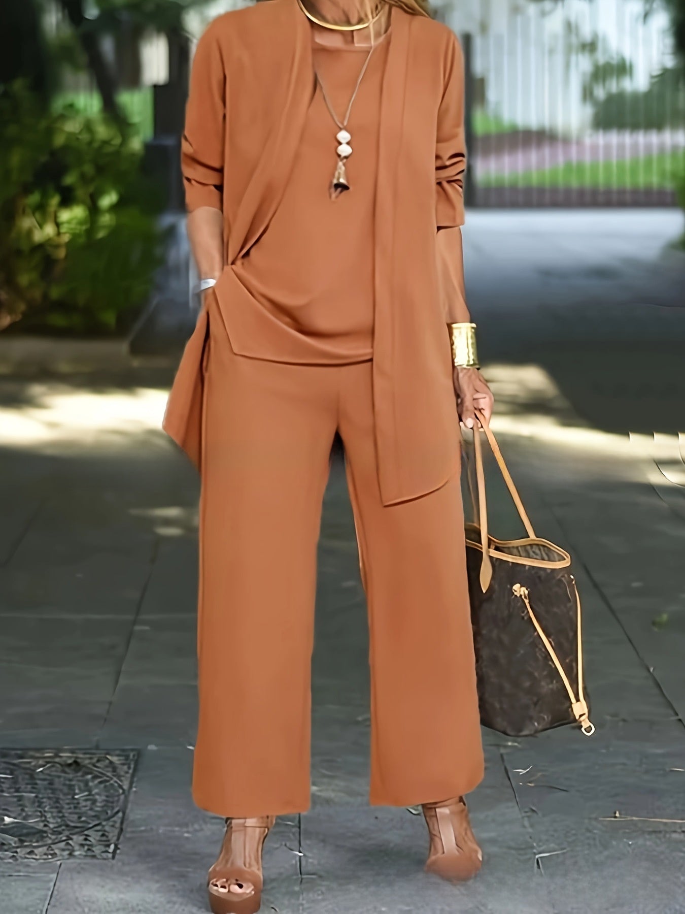 The Solid Color Split Womens Pants Suit