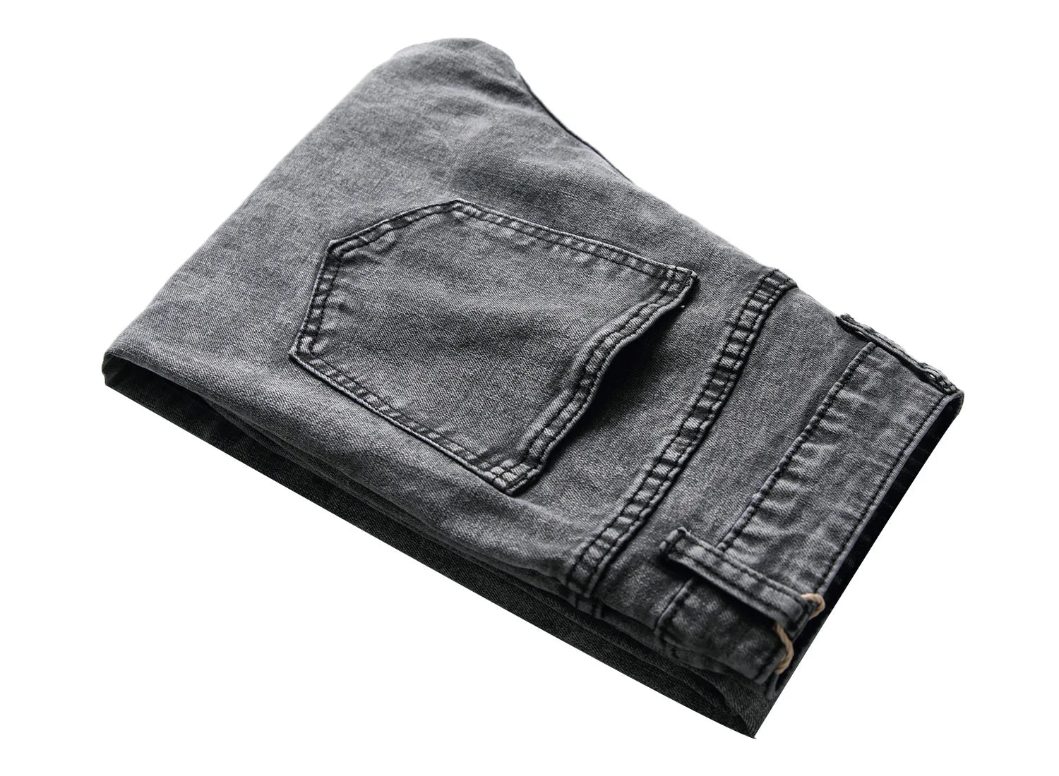 Mid Waist Stretch Jeans Washed Skinny Straight Ankle Length Trousers Men 2024 Streetwear Vintage Folds Denim Pencil Pants