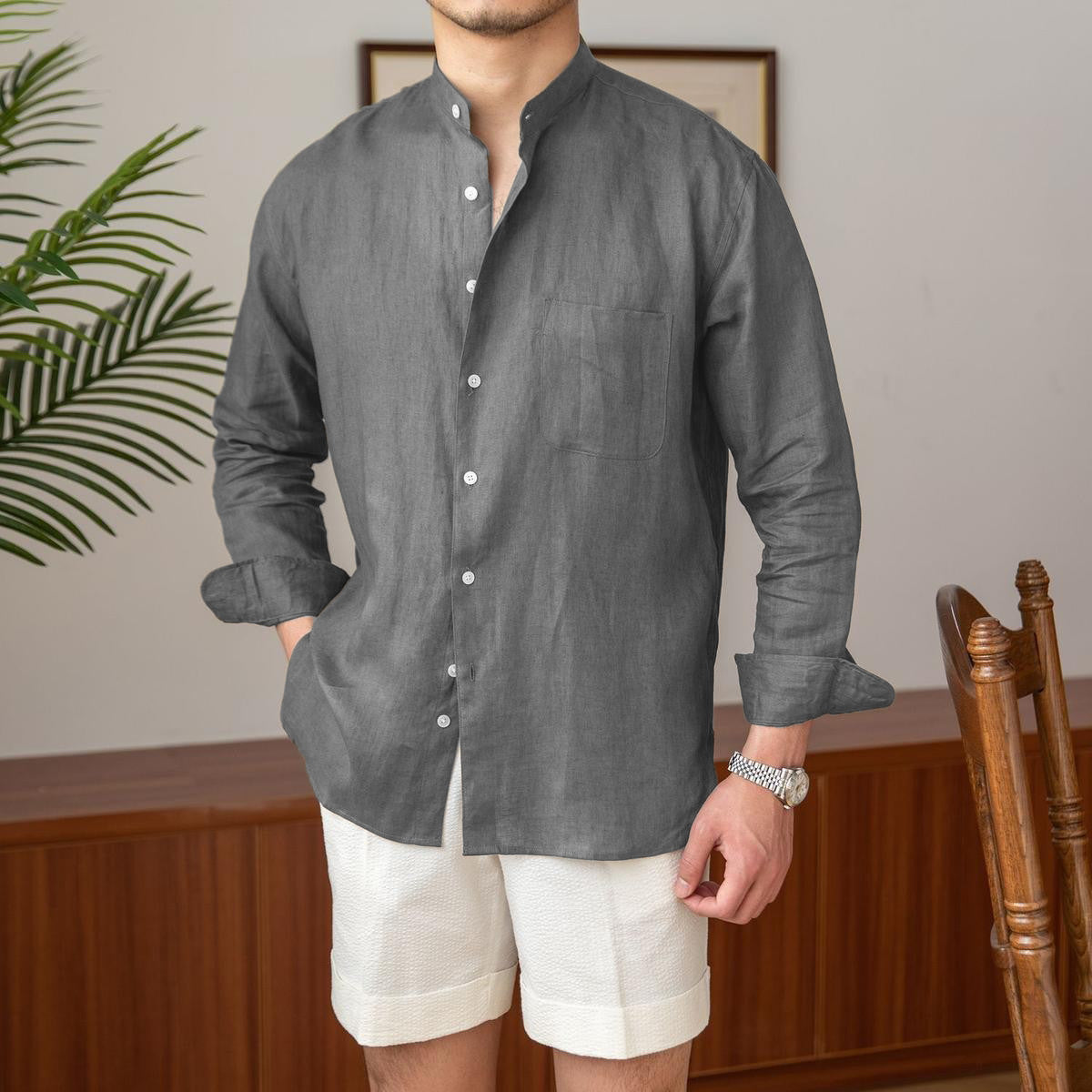 Men's stand-up collar shirt