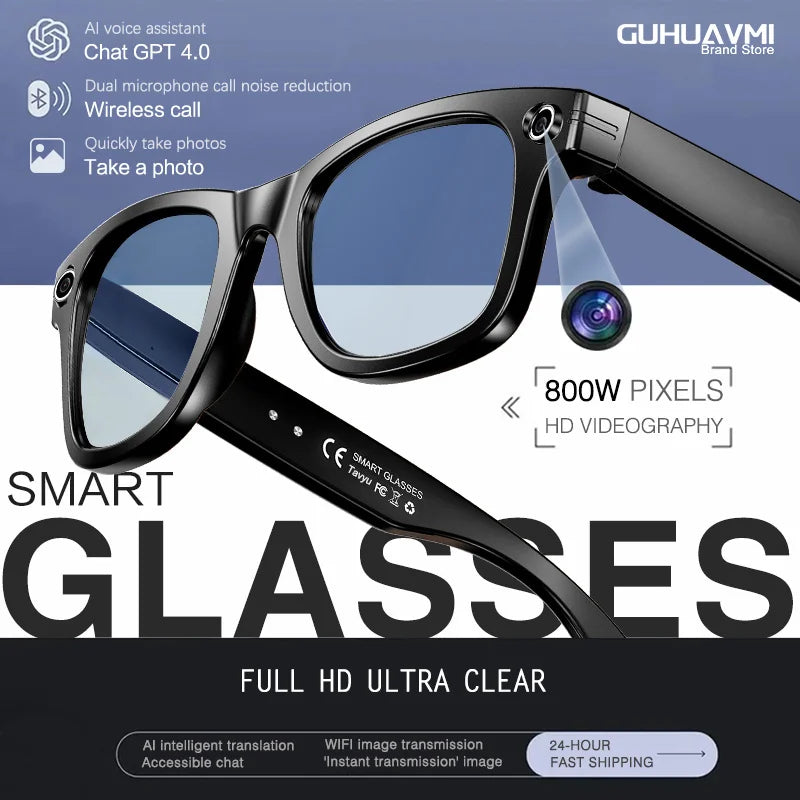 New 8MP Camera Smart Glasses Photography Video AI Intelligent Interactive Translation Call Smart Sunglasses Men Women Eyeglass