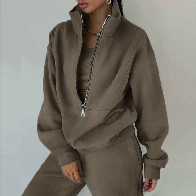 Women's Fleece Two-Piece Sweatshirt and Trousers Set