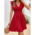 V-neck Pleated Slim Fit Dress - European and American Style