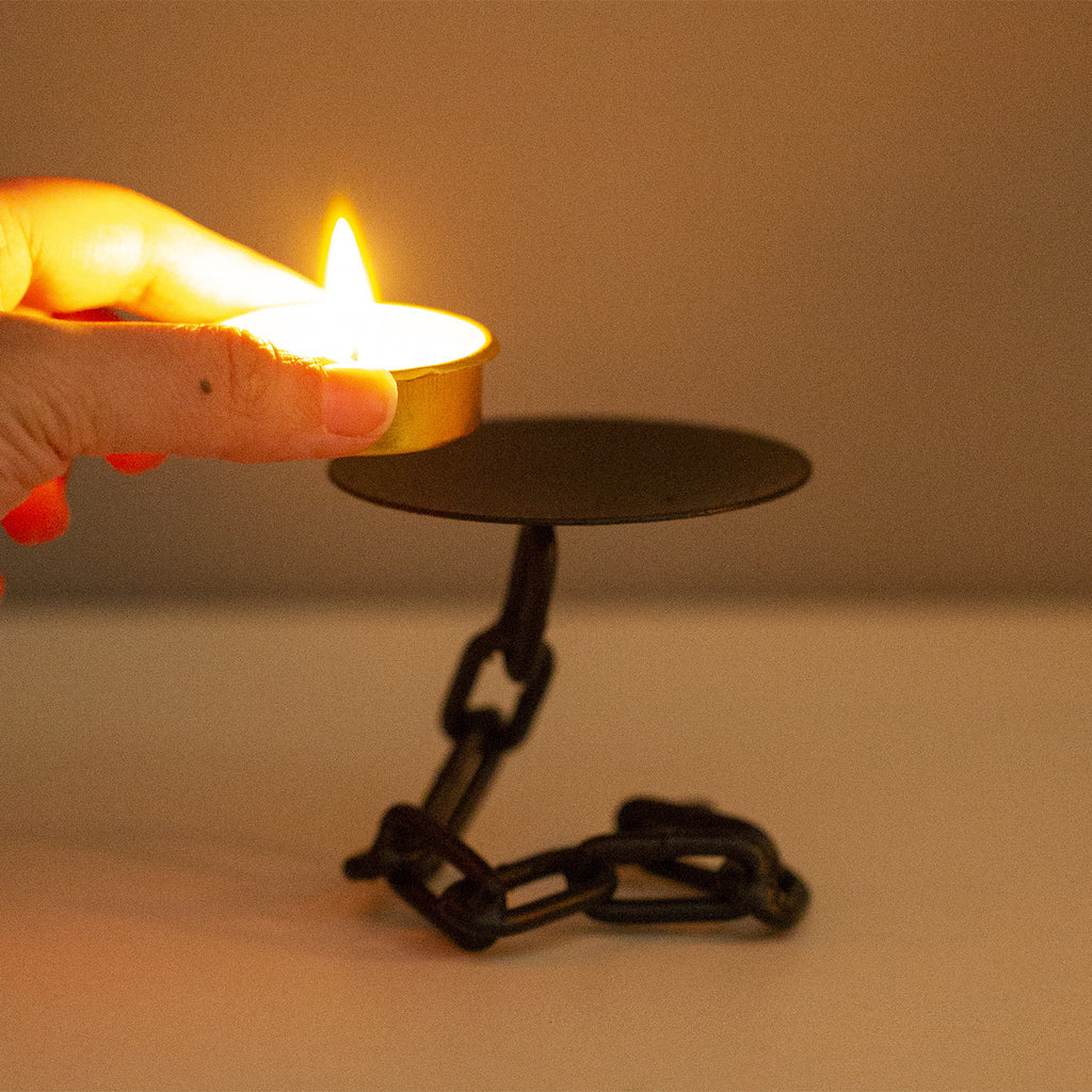 Vintage Iron Chain Candlestick