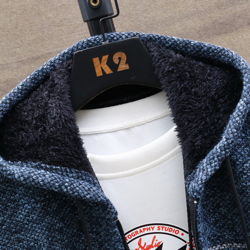 2023 Thickened Fleece Hoodie Cardigan for Men