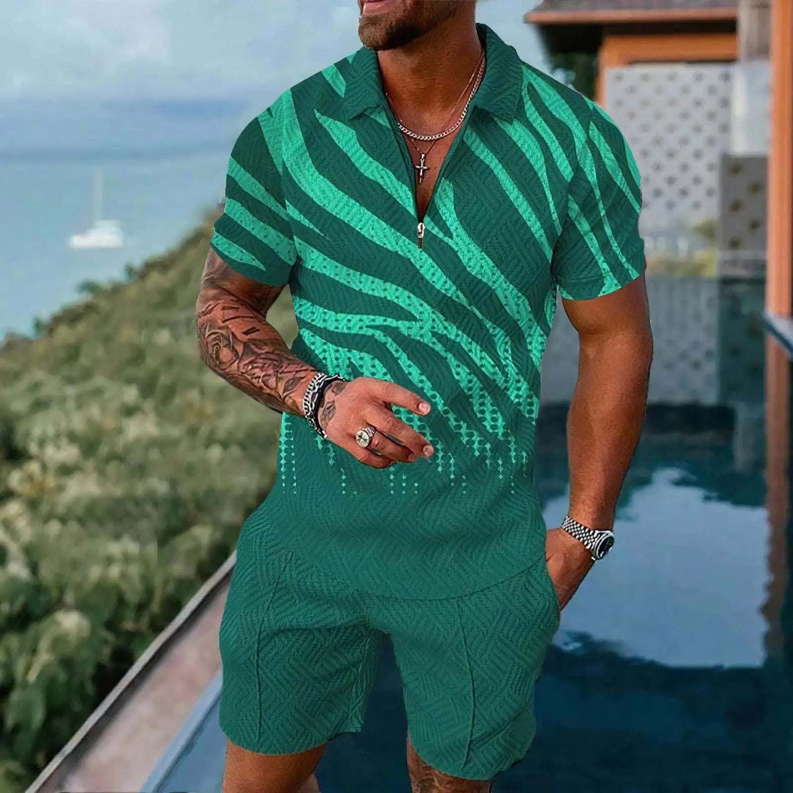 Men's Polo Shirts Short Sleeve Sets