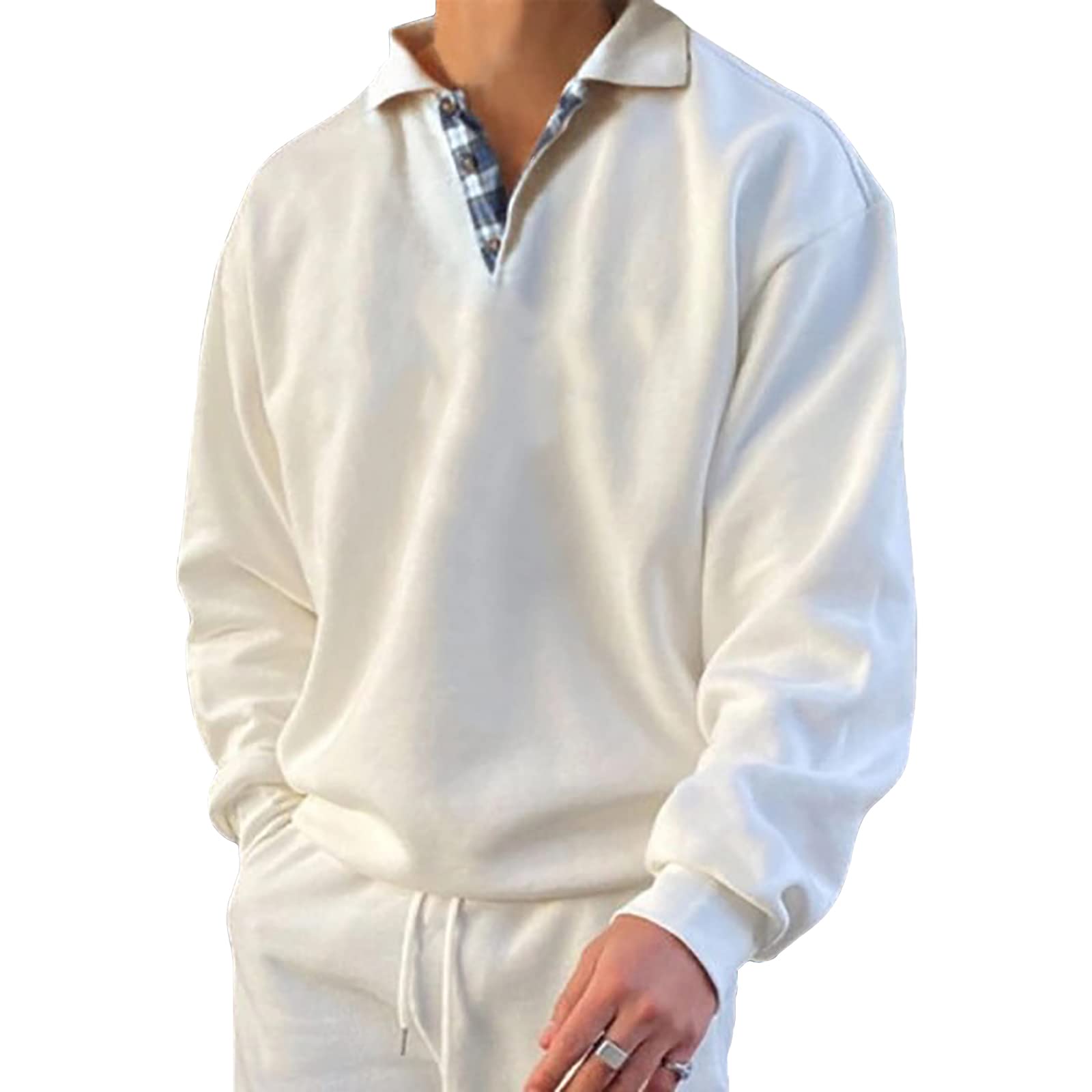 Opomelo Mens Long Sleeve Pullover Polo Shirts