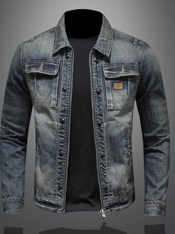 Vintage Washed Denim Jacket for Men