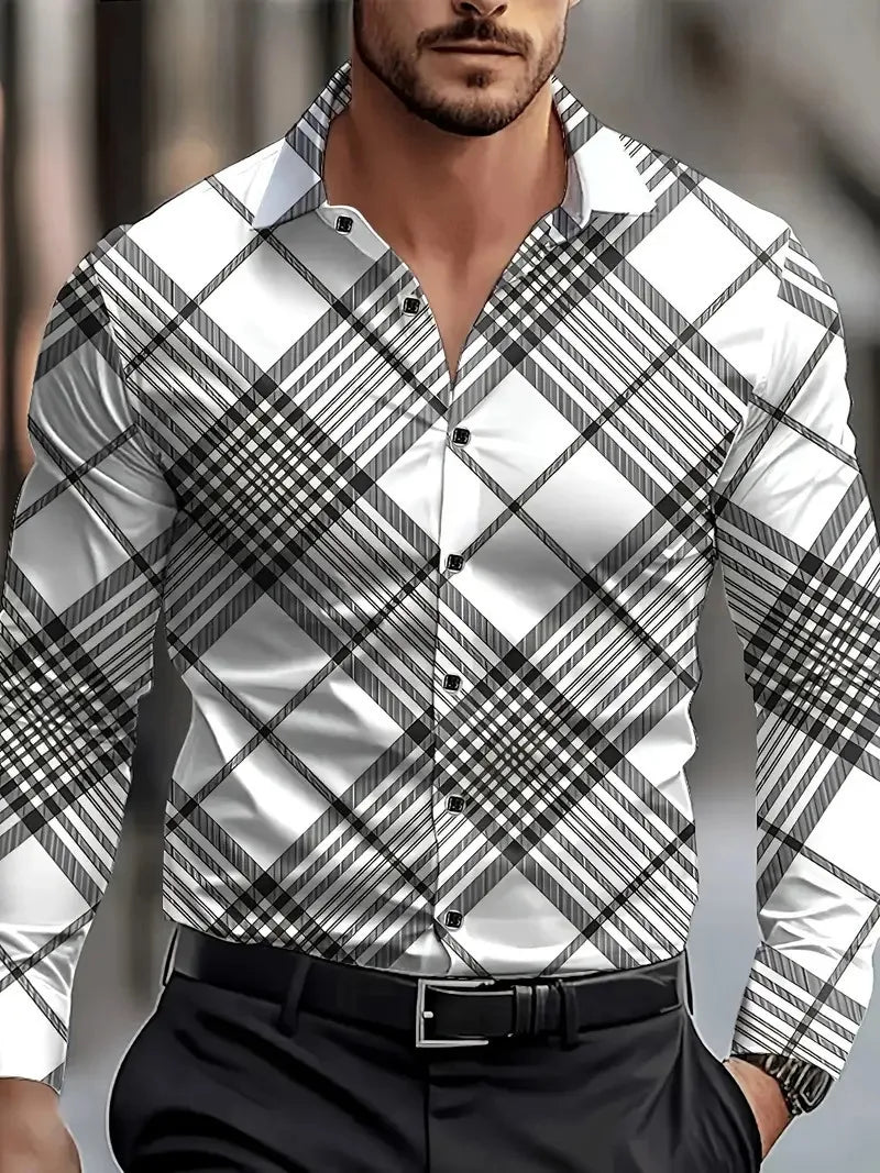 Check Print Long Sleeve Luxury Shirt