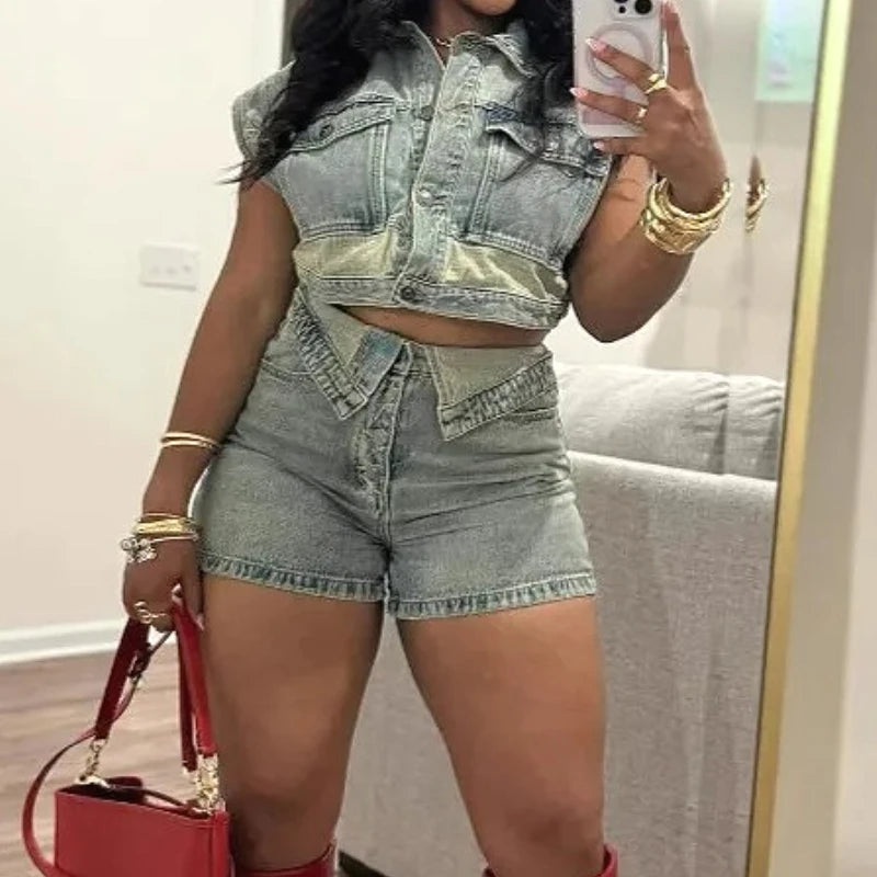 Denim Shorts Sets