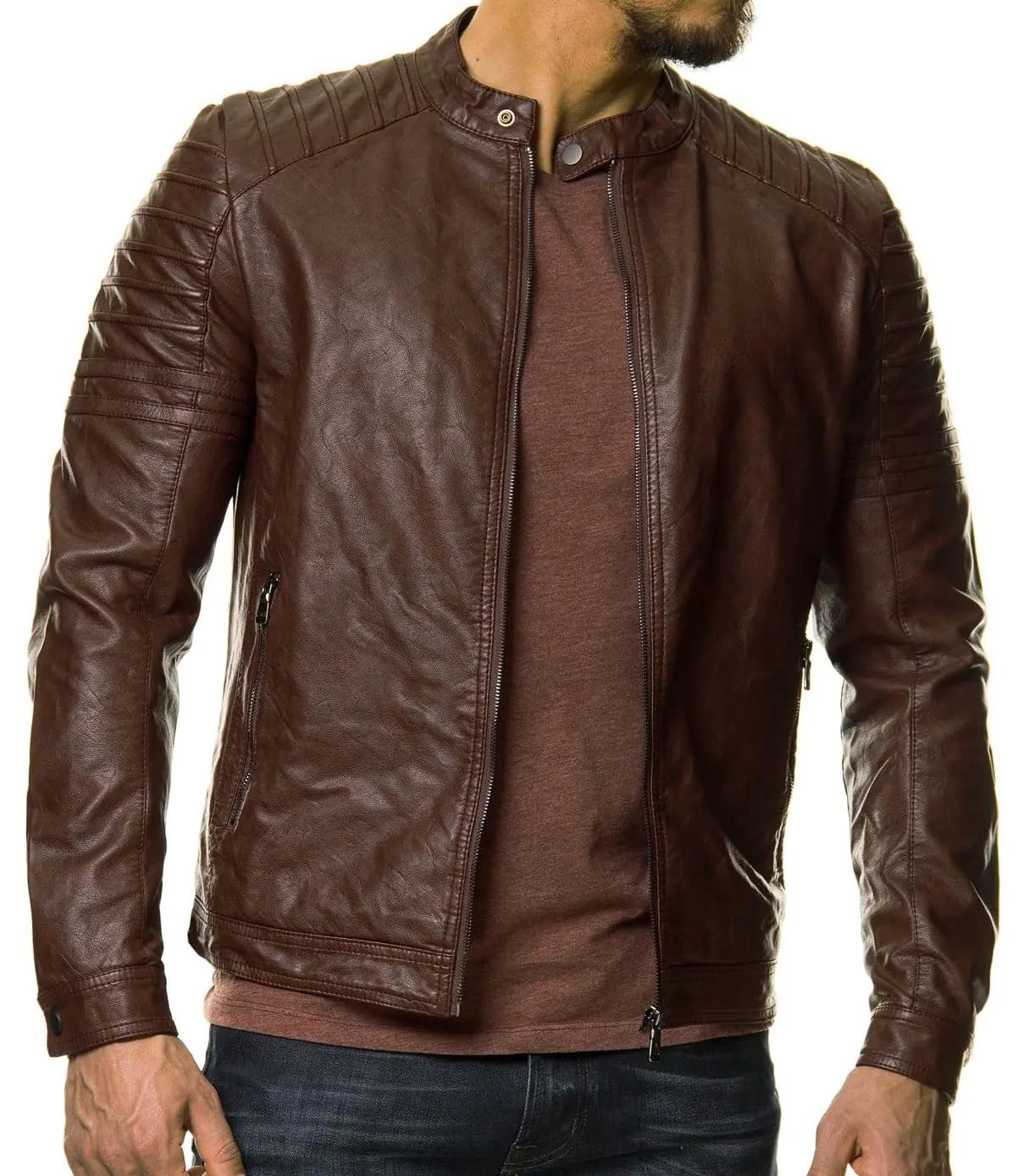 DECIMAL  Lambskin Leather Biker Jacket