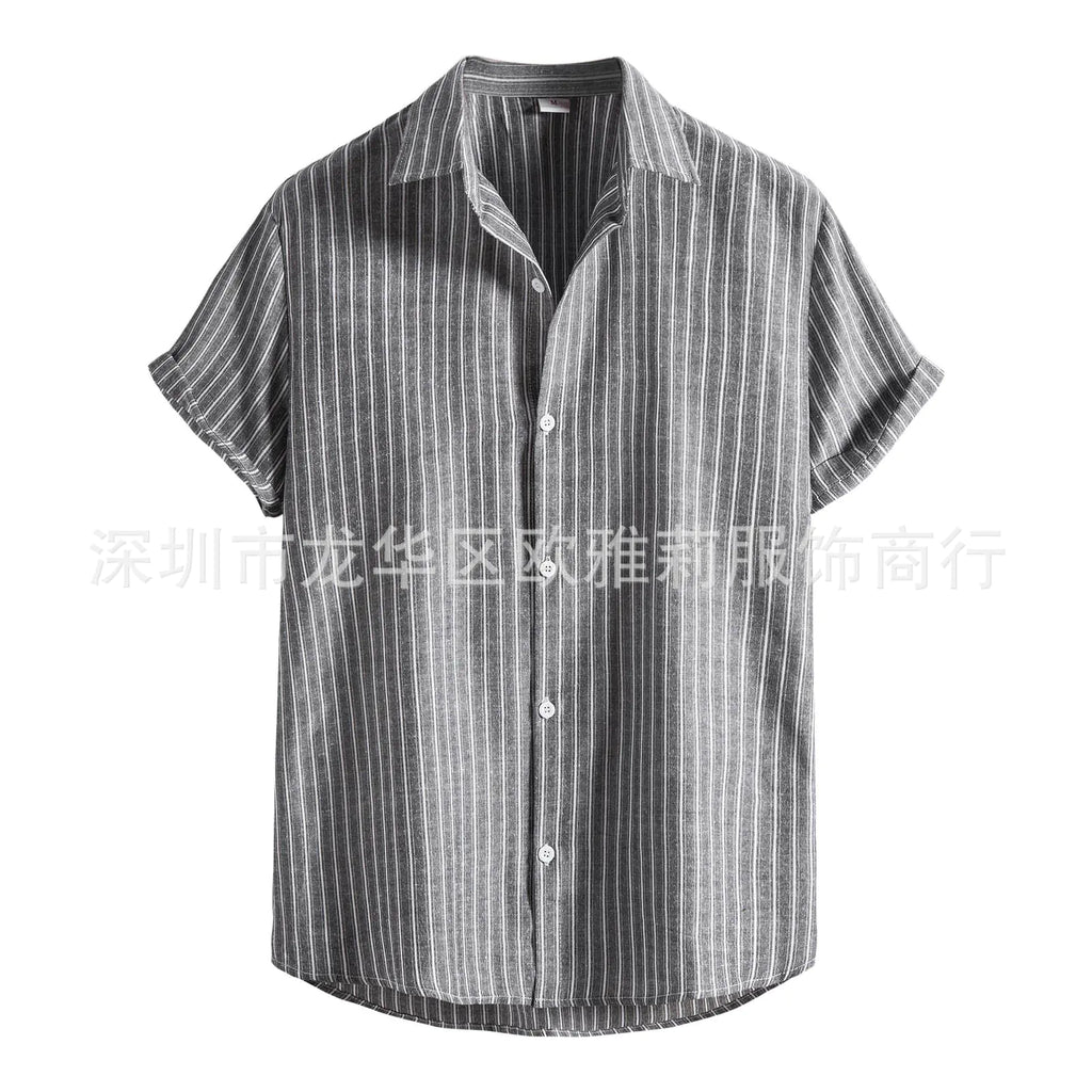 Men's Linen Button-Down Short Sleeve Shirt 2022