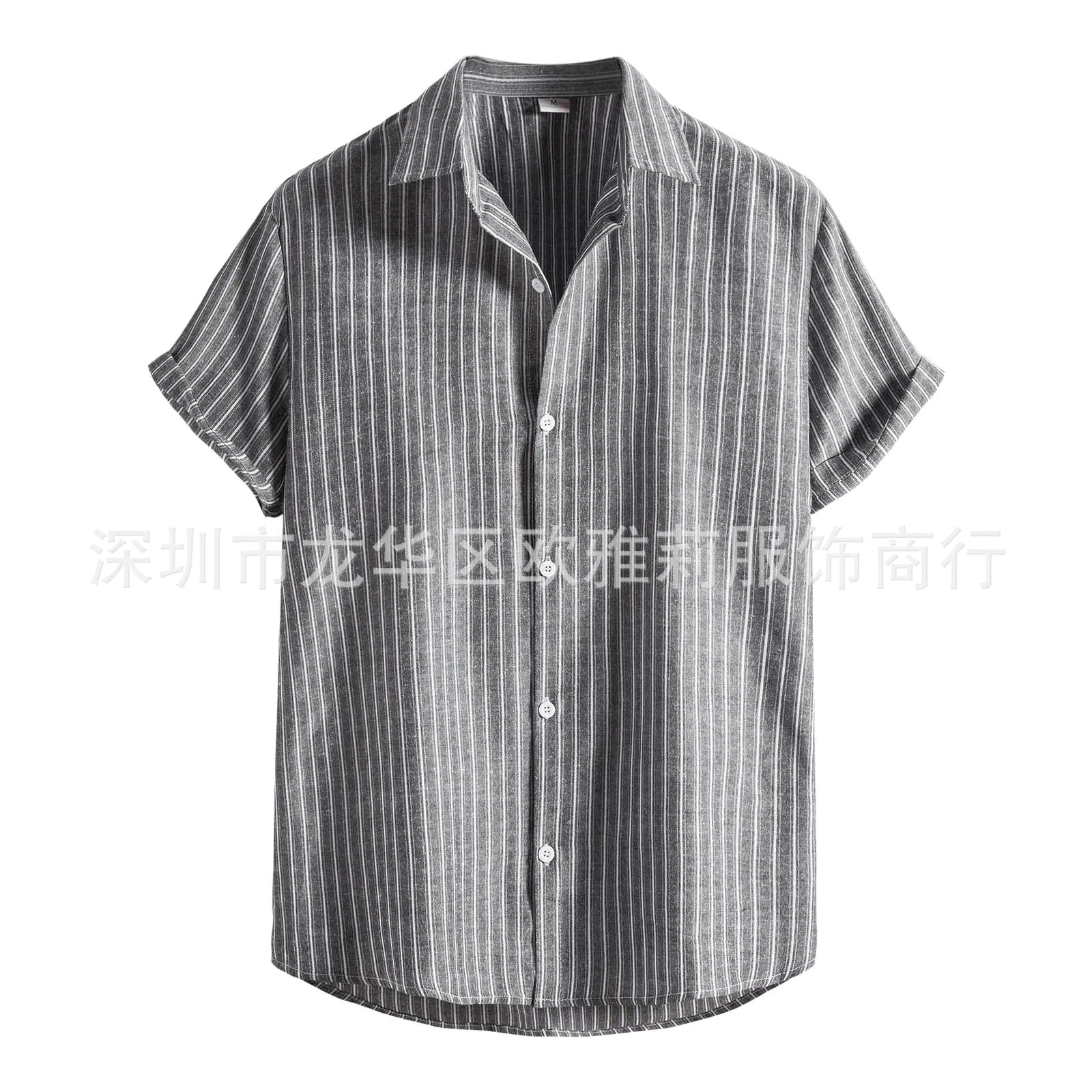 Men's Linen Button-Down Short Sleeve Shirt 2022