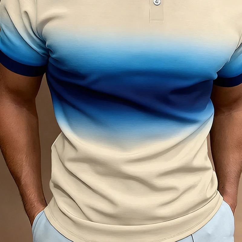 Simple Contrasting Color   Polo Shirt