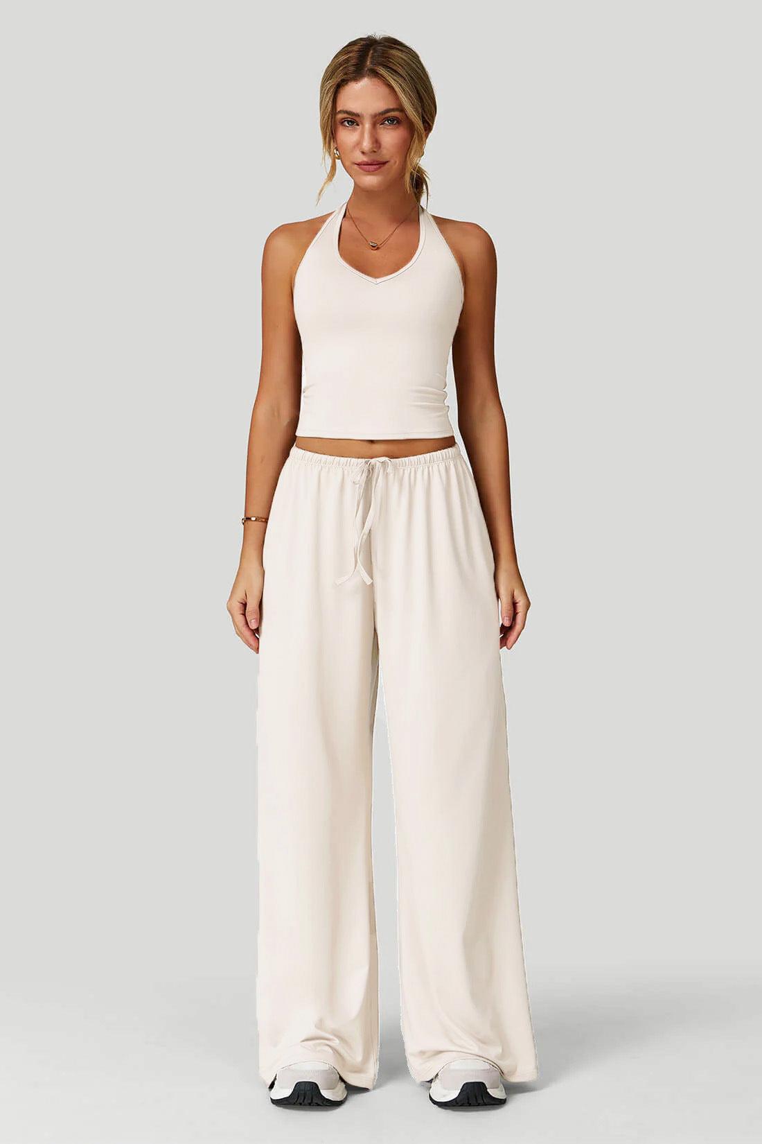 Sleeveless Vest and Wide-Leg Pants Set