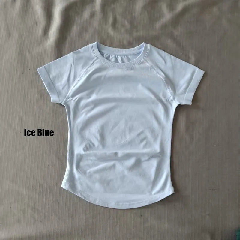 PHGYL Impact Short Sleeve Top Women Running Sports T Shirt Summer Short Sleeve Round Neck Breathable Stretchy Gym Yoga Fitness