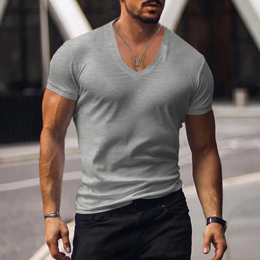 Men's Plus Size Solid Color Casual Short Sleeve T-shirt