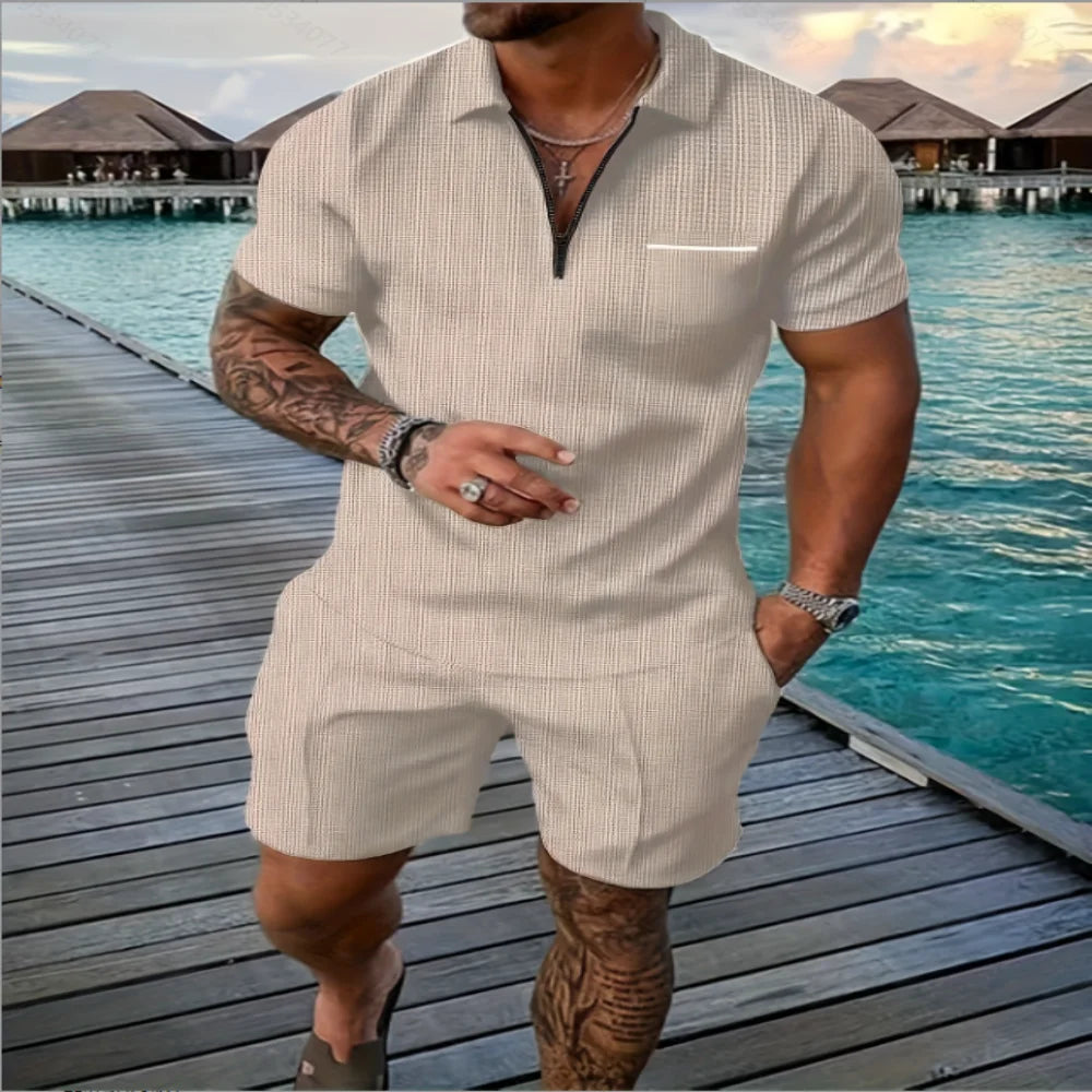 Men's summer casual sportswear set POLO shirt short