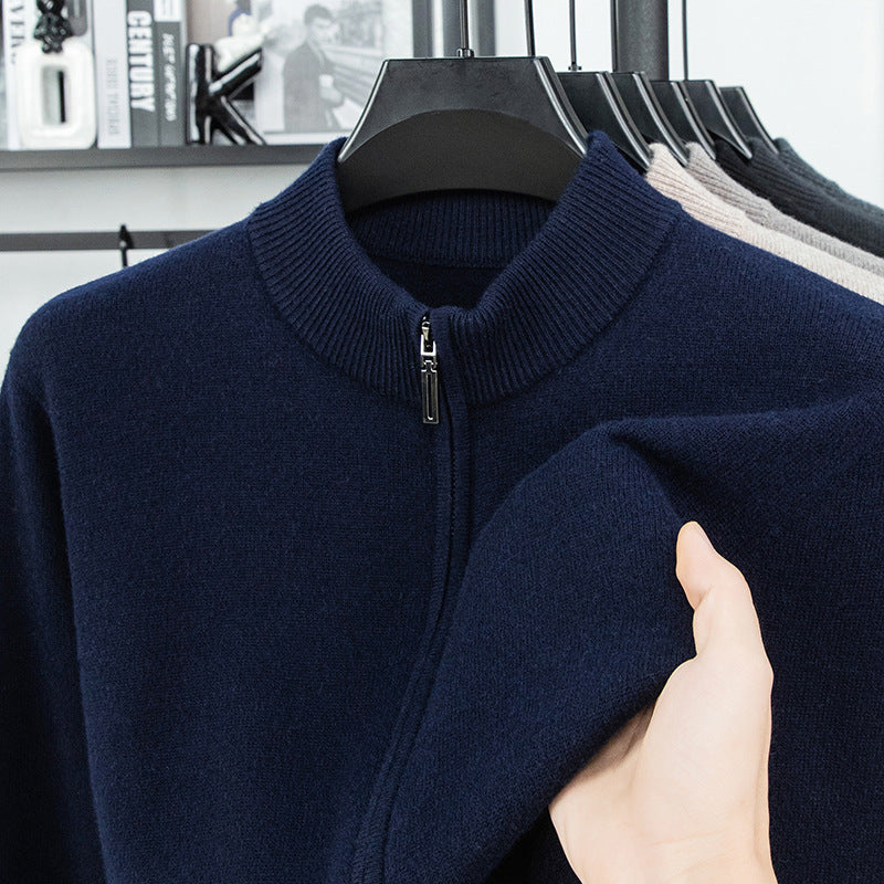 Wool Sweater with Zipper Knit Jacket for Men