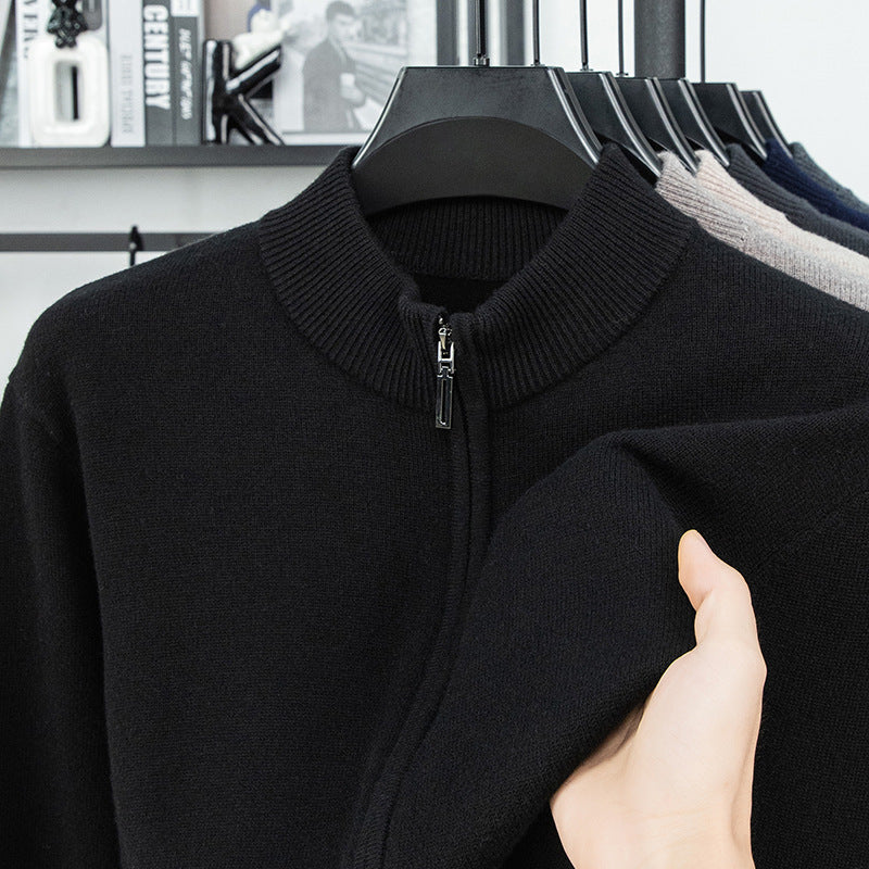 Wool Sweater with Zipper Knit Jacket for Men