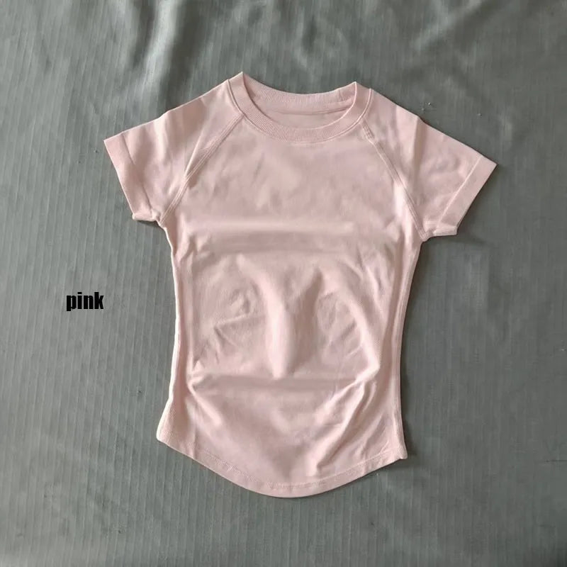 PHGYL Impact Short Sleeve Top Women Running Sports T Shirt Summer Short Sleeve Round Neck Breathable Stretchy Gym Yoga Fitness