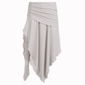 High Waist Pleated Irregular Slit Long Skirt