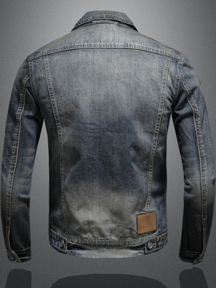 Vintage Washed Denim Jacket for Men