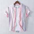 Men's Summer Striped Linen Short Sleeve Shirt