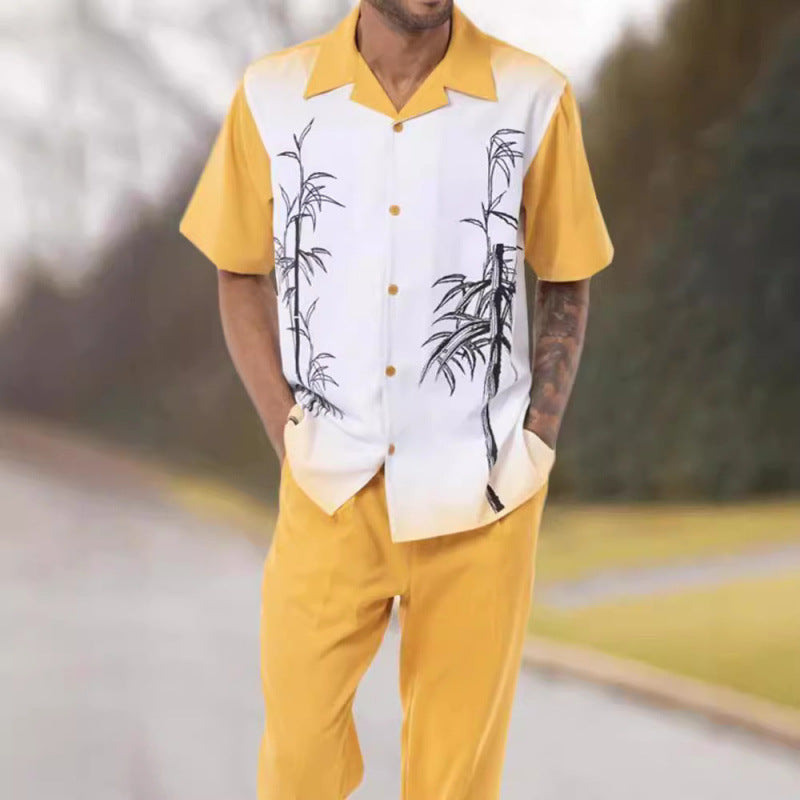 Spring and summer casual beach-style shirt set