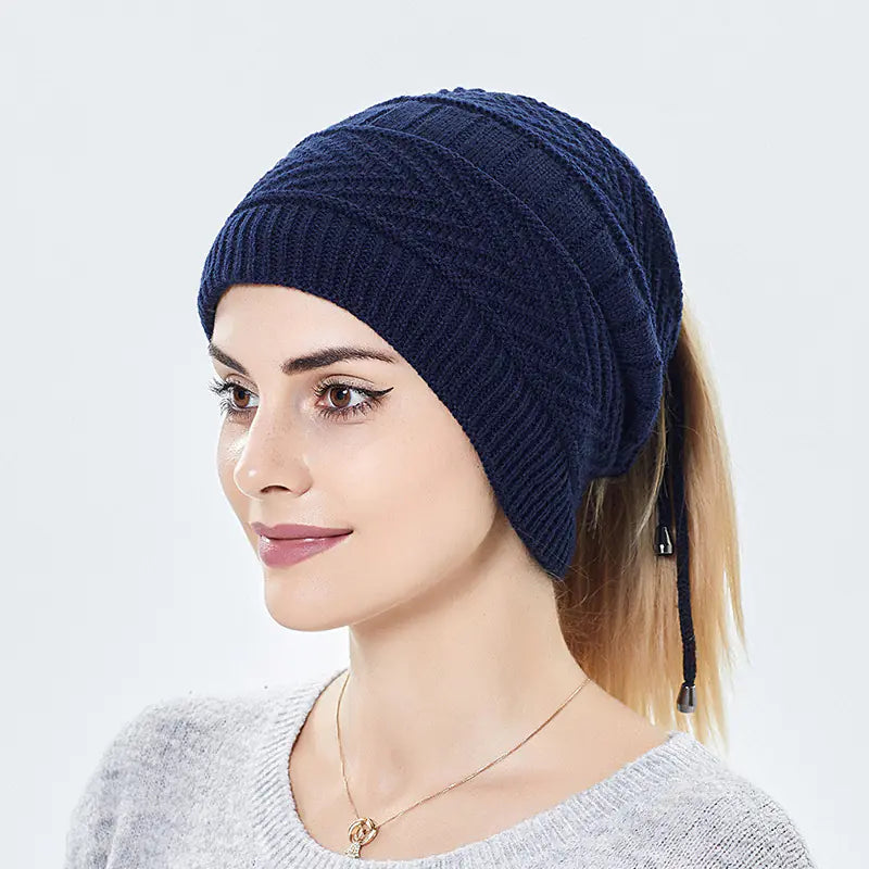 Windproof Knitted Wool Cap with Earmuffs and Scarf