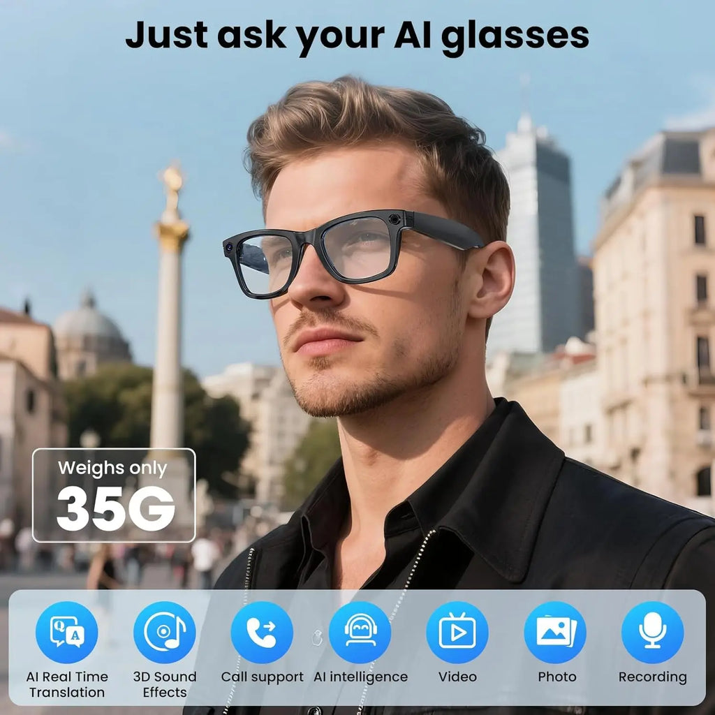New Upgrade AI Man Smart Glasses With Camera Video Recording Photo Recognition Bluetooth Call Translation Voice Sunglasses Woman