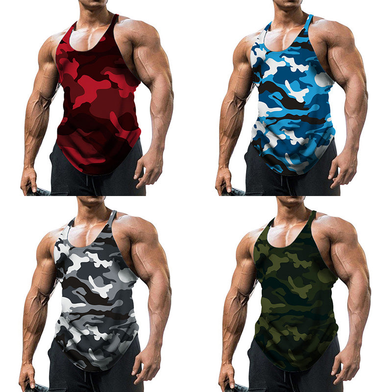 Camouflage Summer Fitness Tank Top for Men - Slim Fit