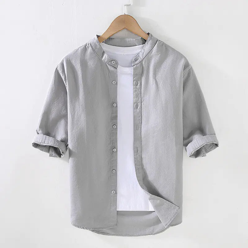 Men's Loose Linen Short Sleeve Shirt - Summer Style