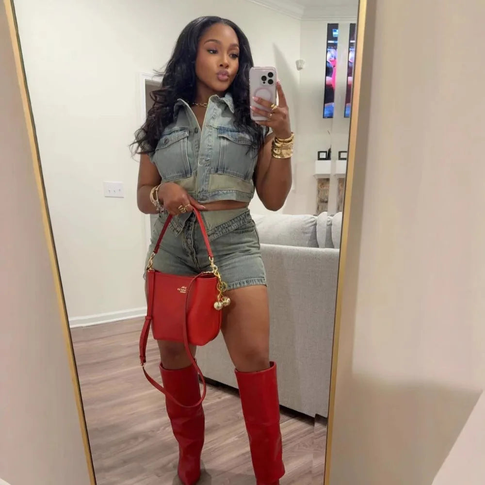 Denim Shorts Sets