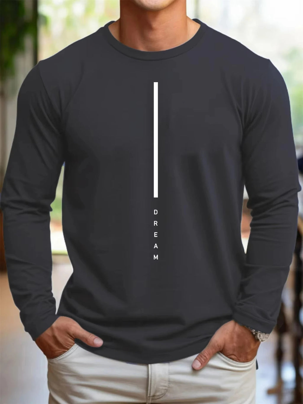 2025 New Men's Dream Letter Printed Autumn Long Sleeved T-shirt