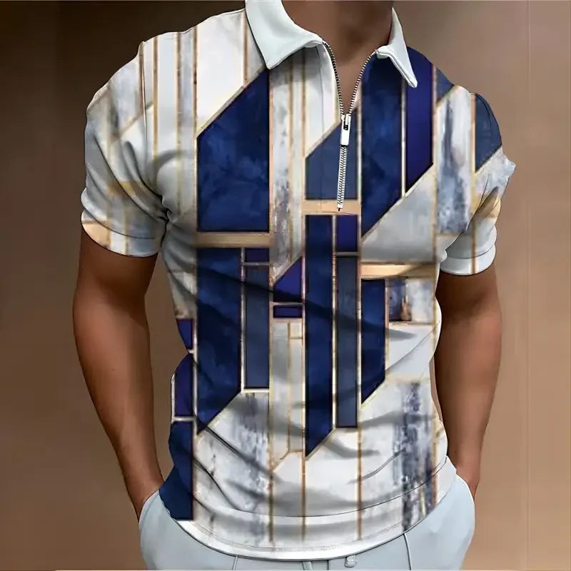 Polo Shirt Short Regular Top Splice Print