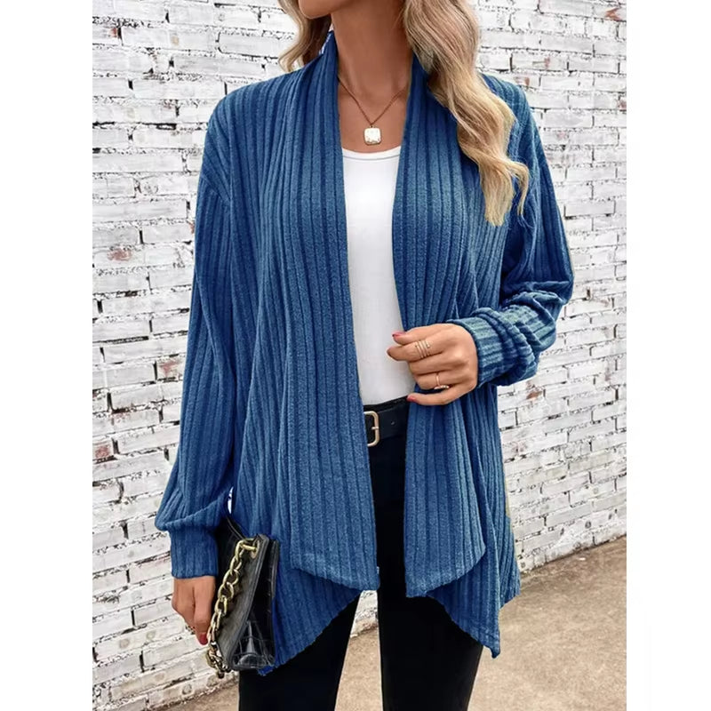 Women's   Elegant Ribbed Cardigan Jacket 