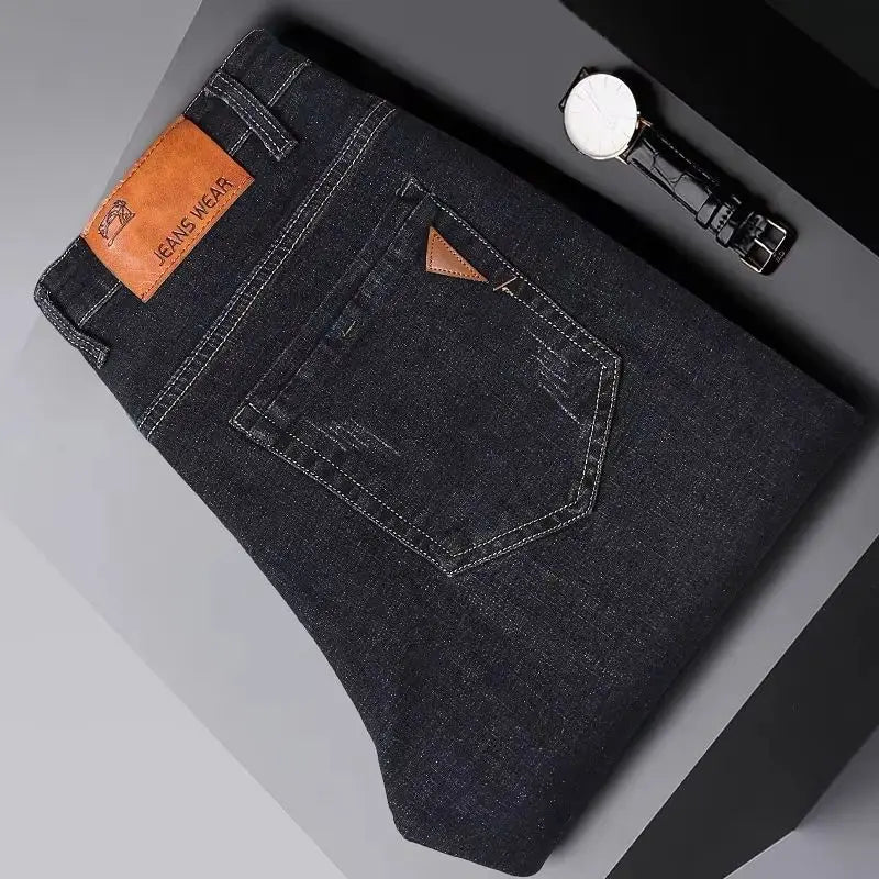 Straight Stretch Slim Fit Business Denim Trousers